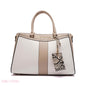 STRUCTURED PANEL TOTE BAG WITH SNAKESKIN TAG