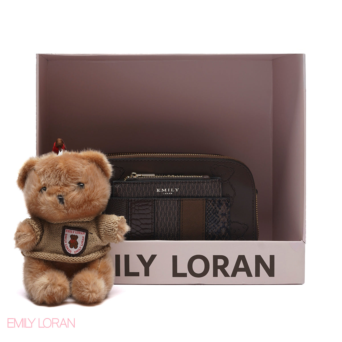 STYLISH PATCHWORK CAMERA BAG SET WITH PLUSH TEDDY CHARM