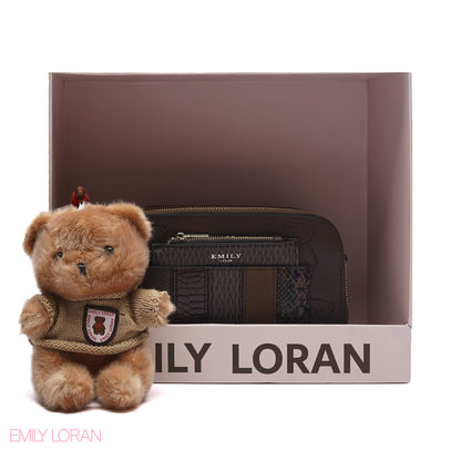 STYLISH PATCHWORK CAMERA BAG SET WITH PLUSH TEDDY CHARM