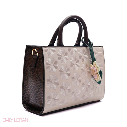 HANDBAG EMBOSSED BRAND DETAILING WITH CHARM - SMALL
