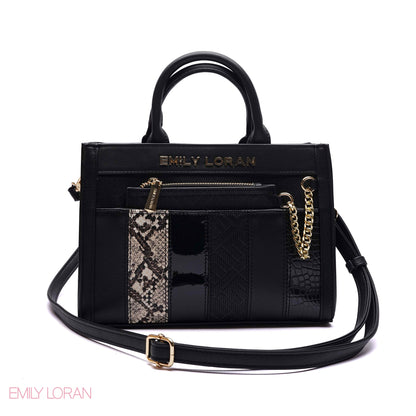 MULTI-TEXTURED PANELLED HANDBAG SET - SMALL