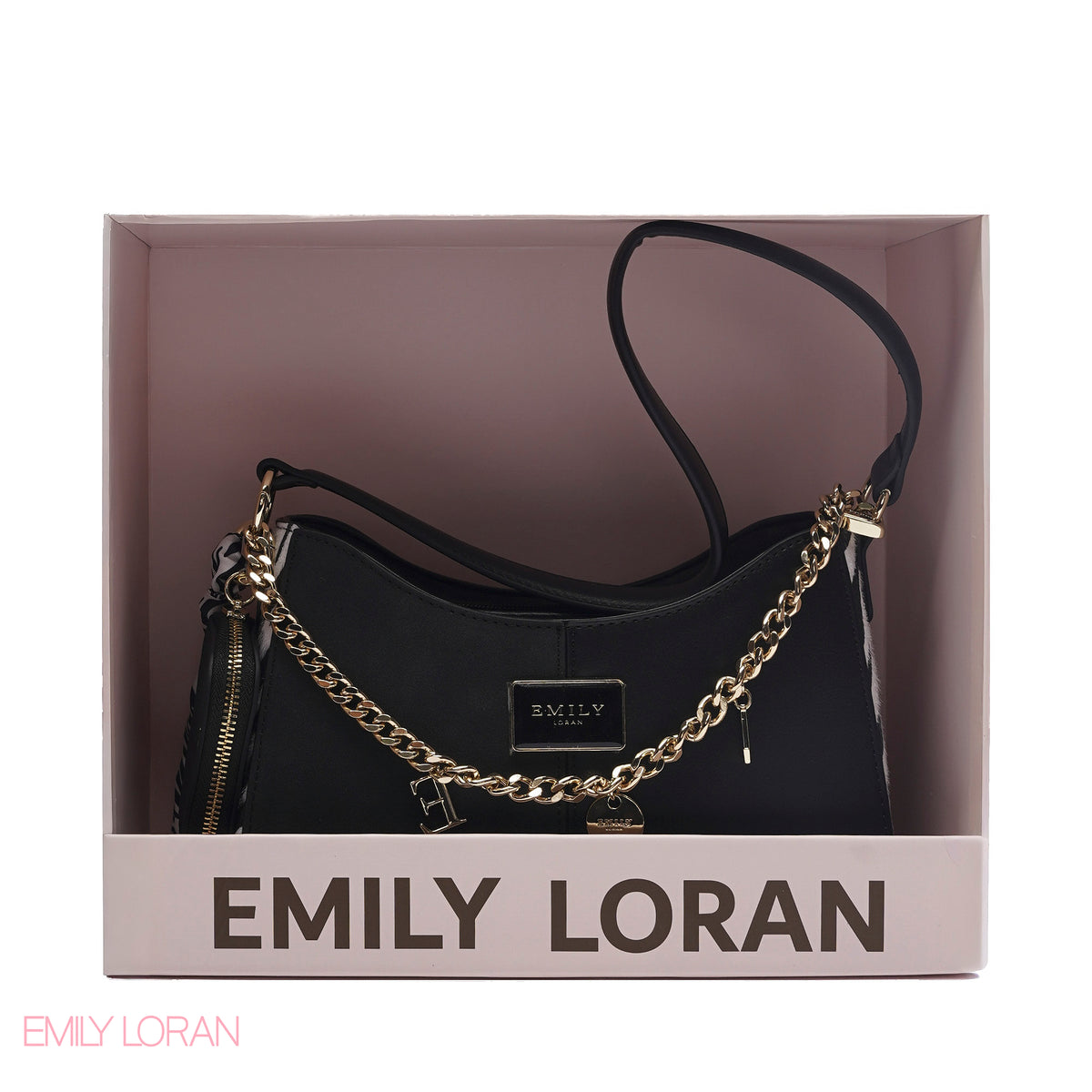 CHIC TWO-TONE SHOULDER BAG SET WITH CHAIN , POUCH AND SCARF