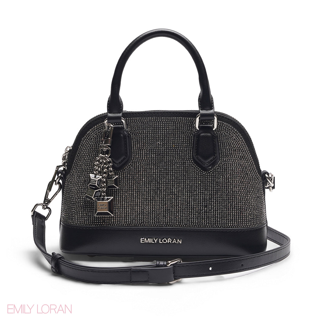 BLACK GLITTER DOME BAG