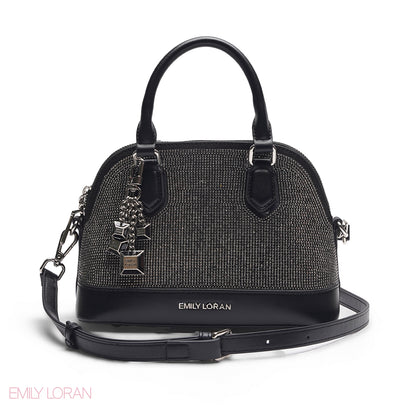 BLACK GLITTER DOME BAG