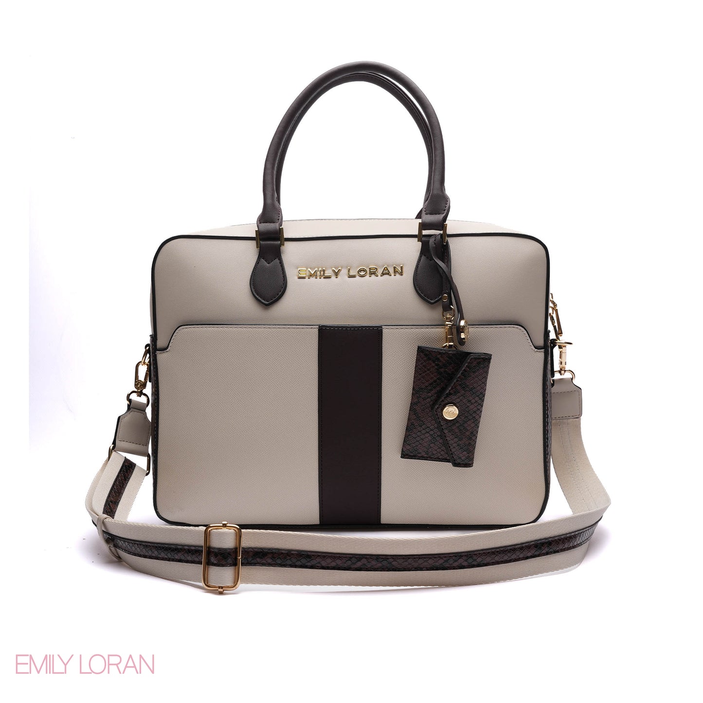 LAPTOP HANDBAG SNAKE PRINT WITH POUCH- LARGE