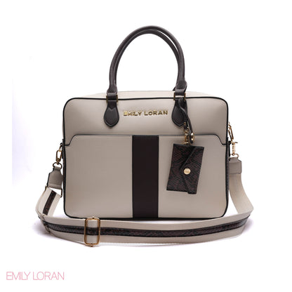 LAPTOP HANDBAG SNAKE PRINT WITH POUCH- LARGE