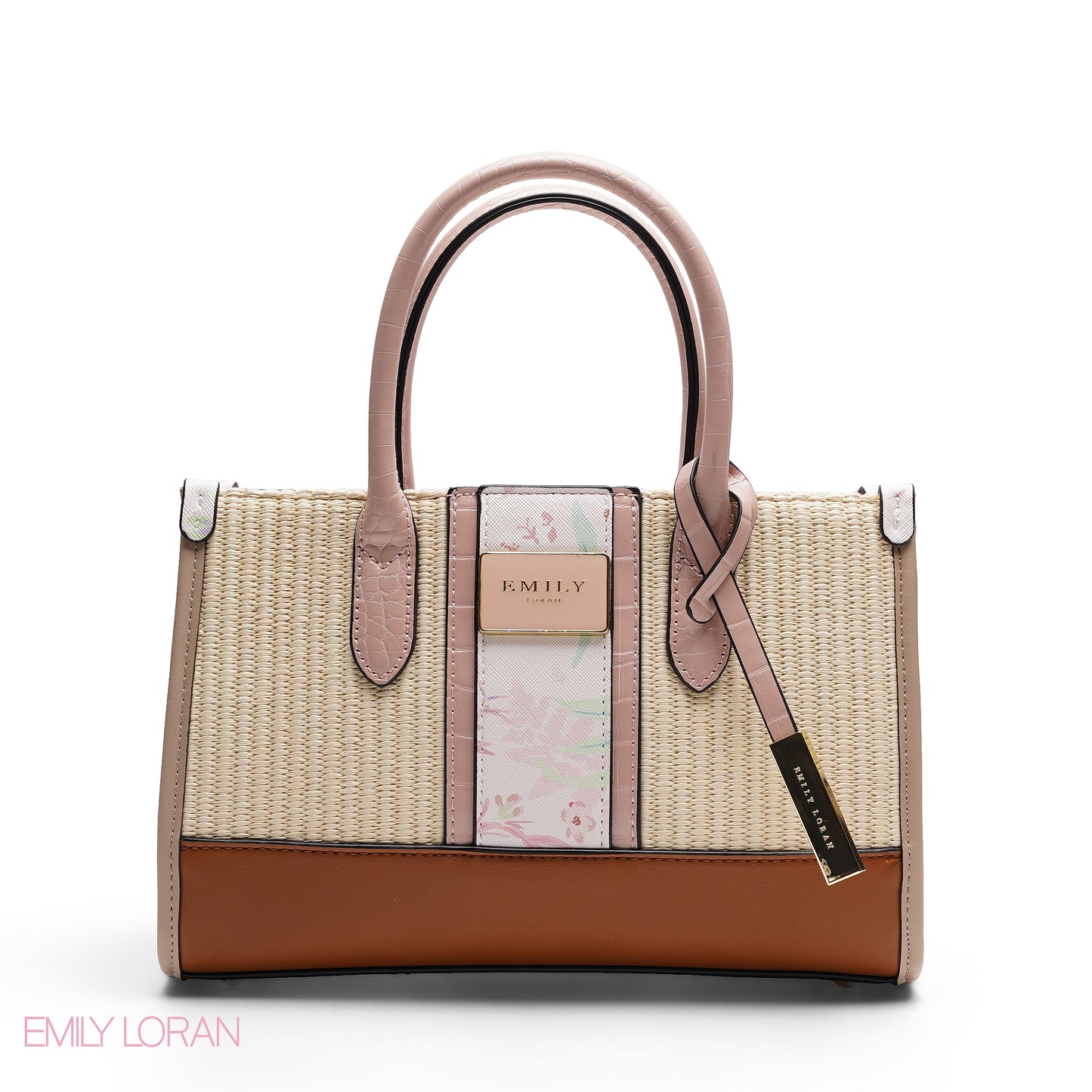 STRUCTURED TEXTURED PANEL TOP HANDLE TOTE BAG - SMALL