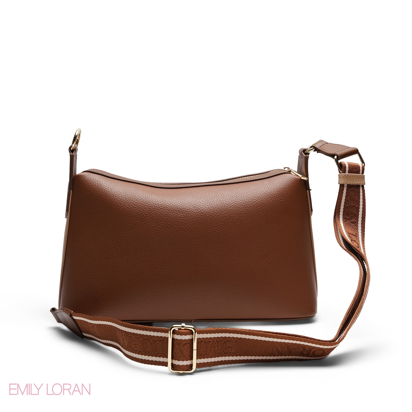 CHIC CURVED SHOULDER BAG WITH BRANDED STRAP BAG
