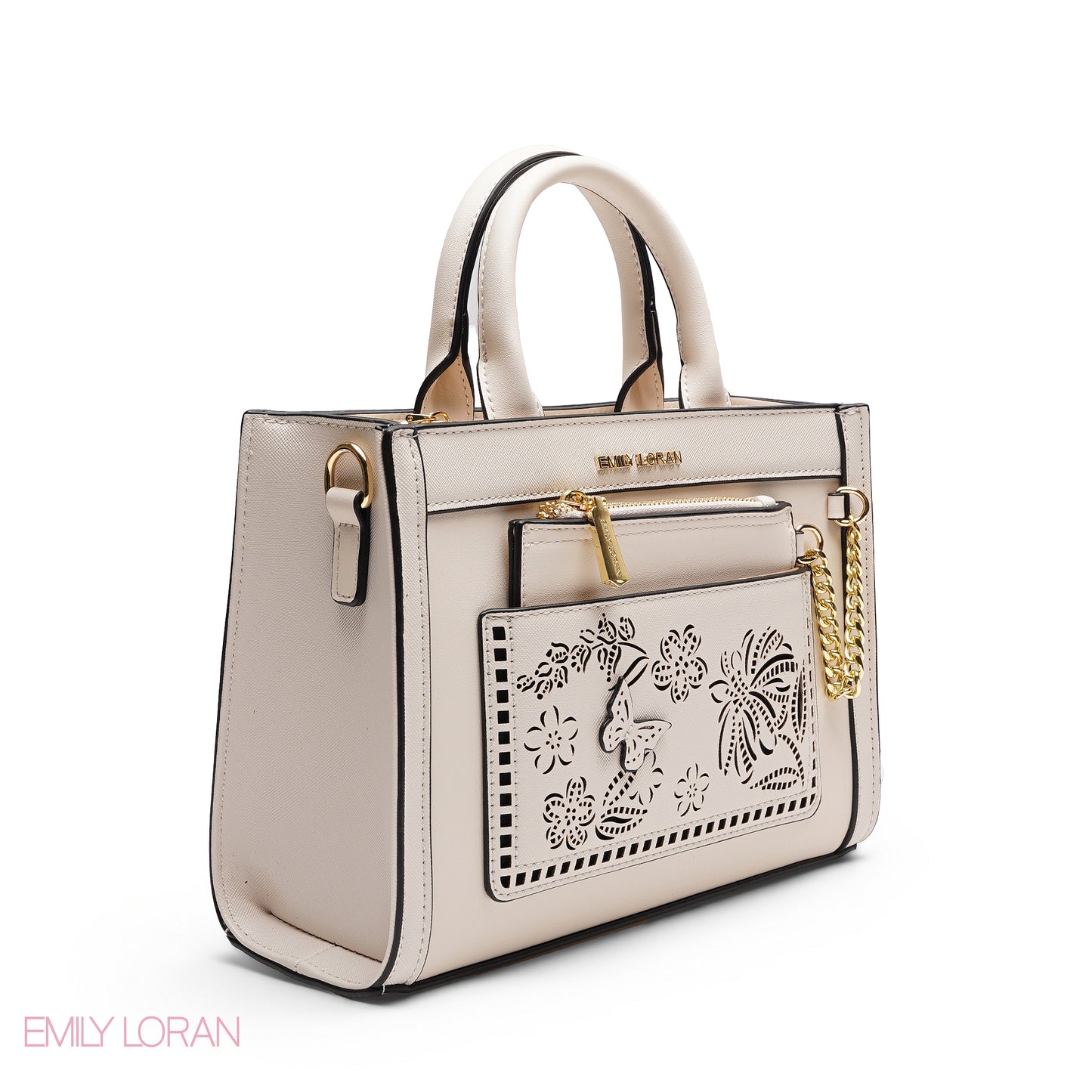 CHIC LASER CUTOUT TOP HANDLE BAG