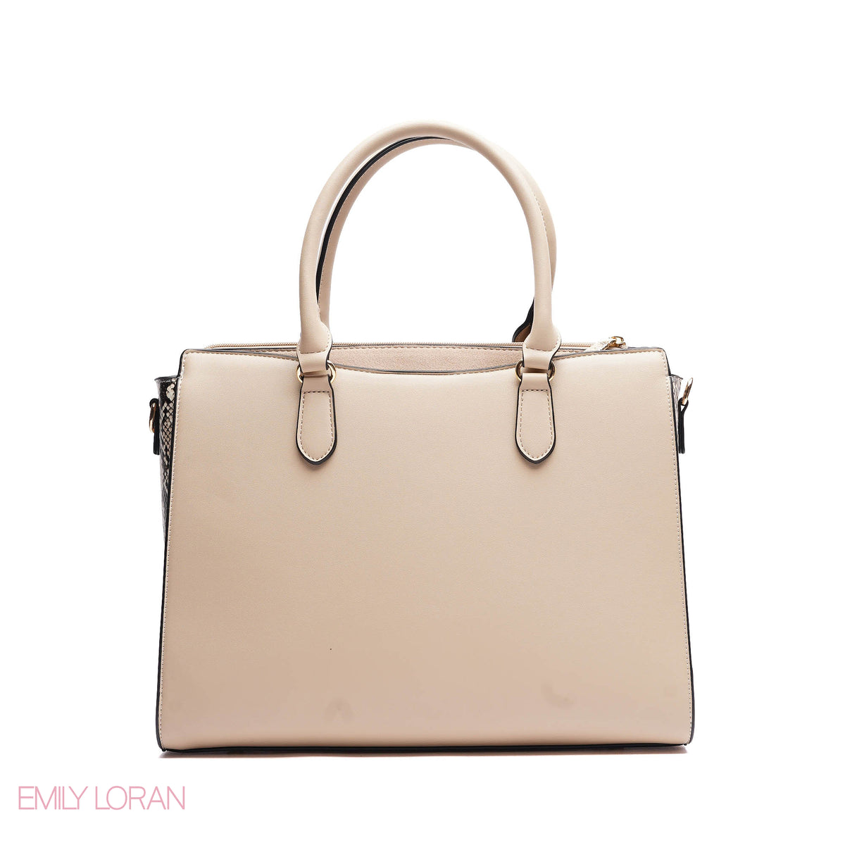 HANDBAG SOFT LEATHER SNAKE PRINT WITH SIMPLE TWO CHARM - MEDIUM