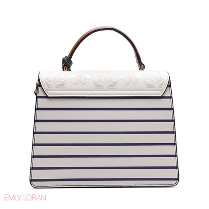EMBOSSED FLORAL TOP-HANDLE SATCHEL BAG