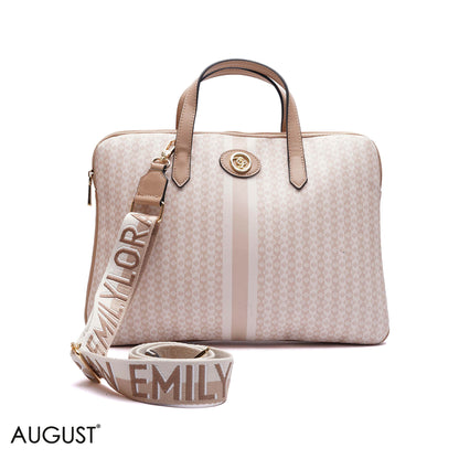 MONOGRAM LAPTOP BAG WITH LOGO WEBBING STRAP