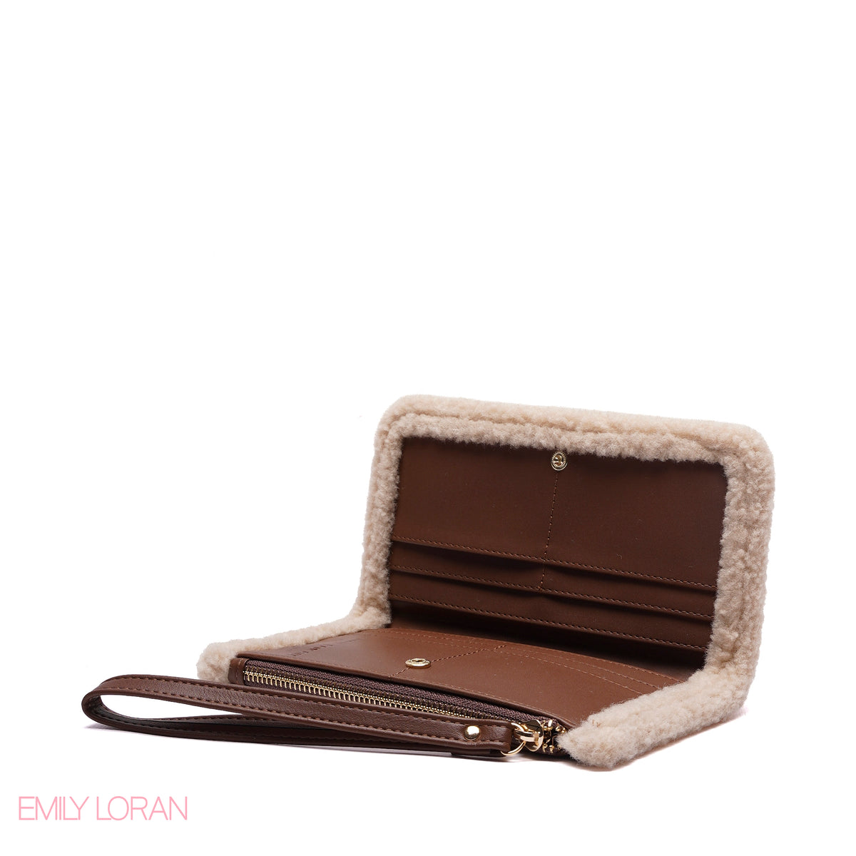 WALLET ROUNDED WITH FUR HEART DESIGN