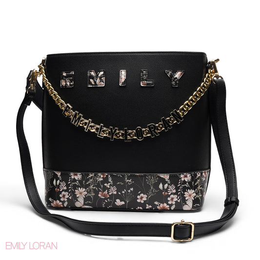 BLACK TOTE WITH GOLD CHAIN & STRAP - LARGE