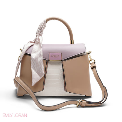 ELEGANT GEOMETRIC FLAP SATCHEL WITH BRAIDED HANDLE BAG