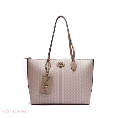 SHOULDER BAG WITH SIMPLE DESIGN LOGO AND SMALL POUCH - LARGE