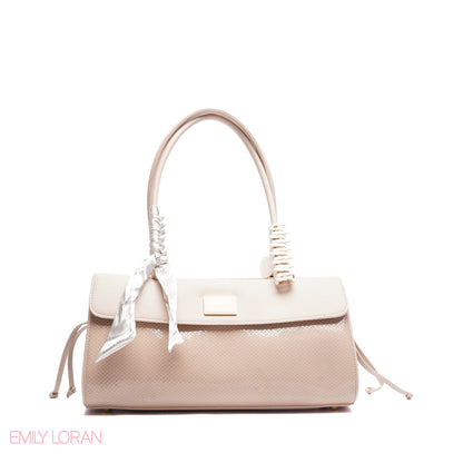 SHOULDER BAG SHINE SNAKE STRUCTURE LEATHER WITH SIMPLE SCARF AND BOOKLET - MEDIUM