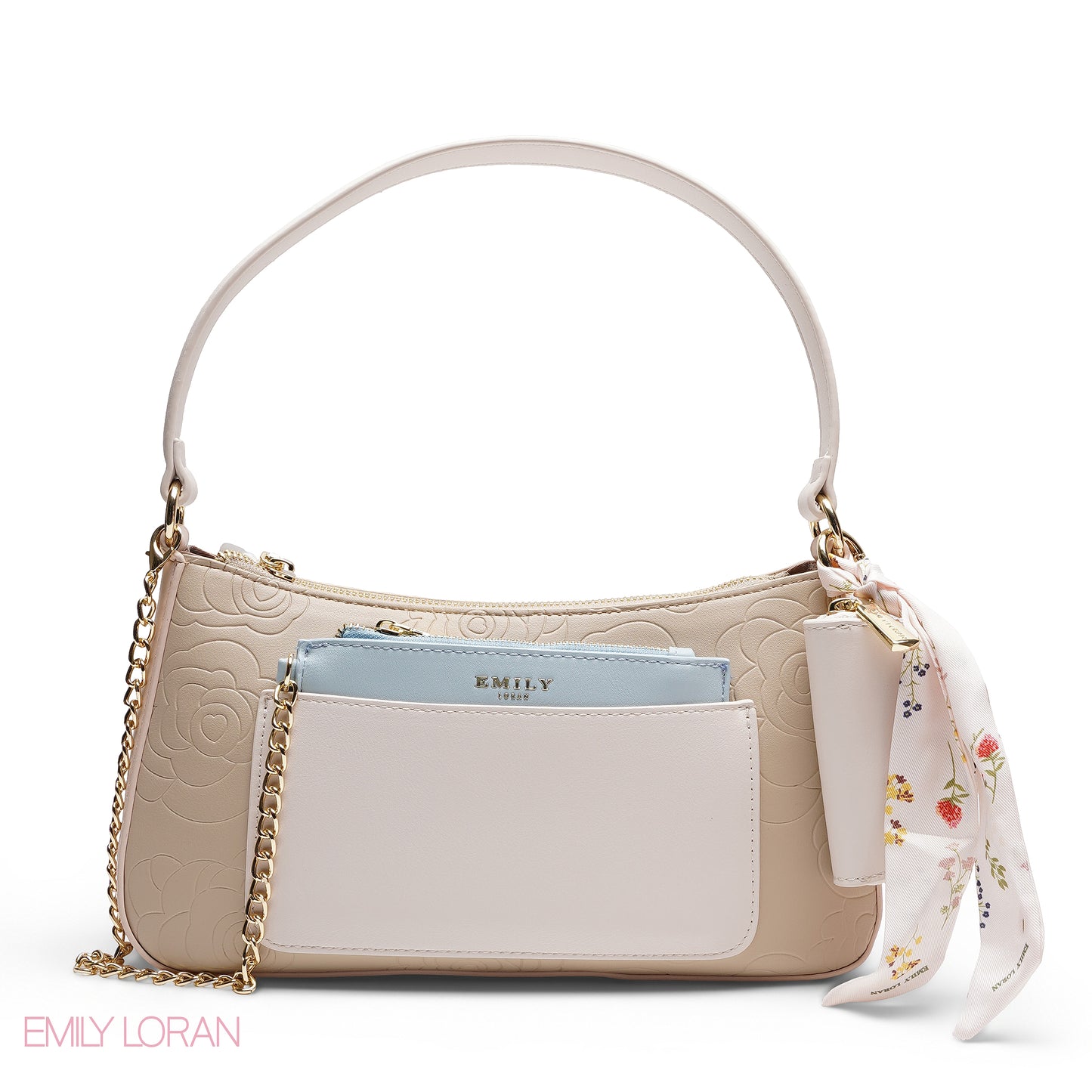 ELEGANT EMBOSSED SHOULDER BAG WITH POUCH