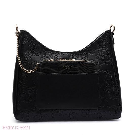 EMBOSSED ROSE SHOULDER BAG SET