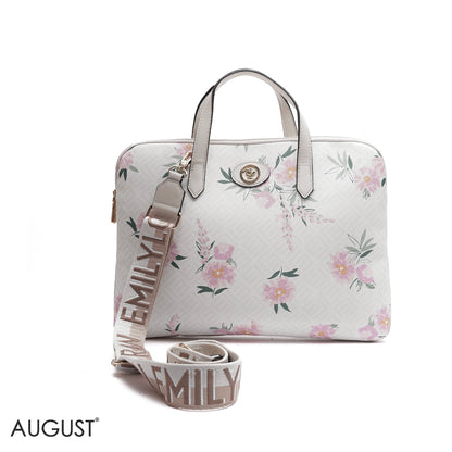 MONOGRAM LAPTOP BAG WITH LOGO WEBBING STRAP