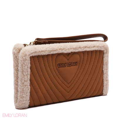 WALLET ROUNDED WITH FUR HEART DESIGN