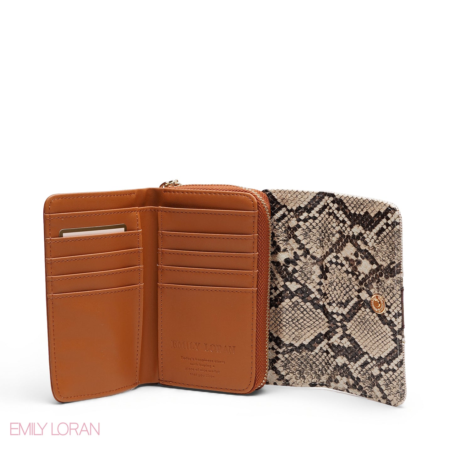SNAKESKIN TRIM ZIP-AROUND BI-FOLD WALLET