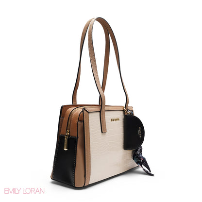 REFINED TOP HANDLE TOTE WITH EXOTIC CROC-EMBOSSED TEXTURE BAG