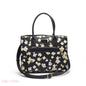 BLACK FLORAL TOTE WITH BLACK POUCH - LARGE