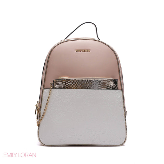 BACK BAG WITH FRONT GOLD POUCH AND FLOWER PRINT