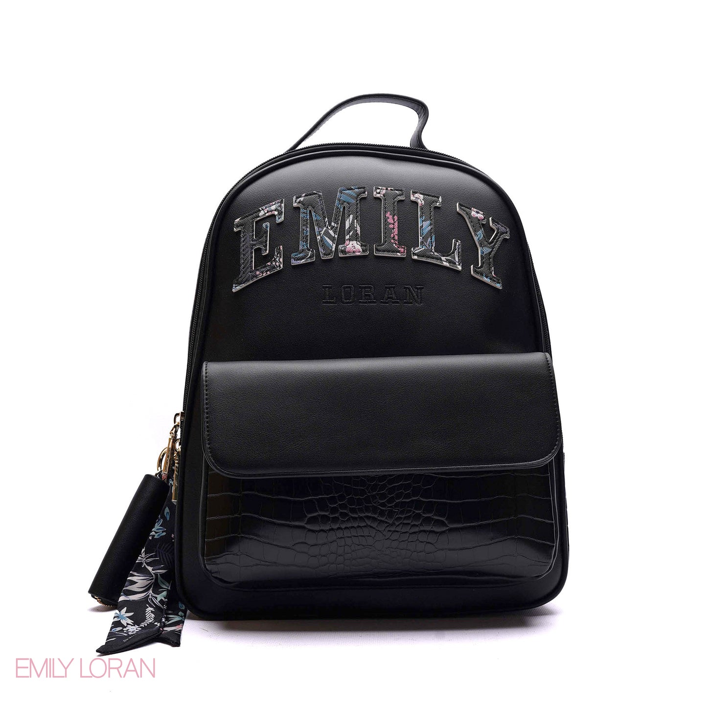 BACKPACK FLOWER EMILY PRINT WITH FRONT FLAP POCKET - LARGE