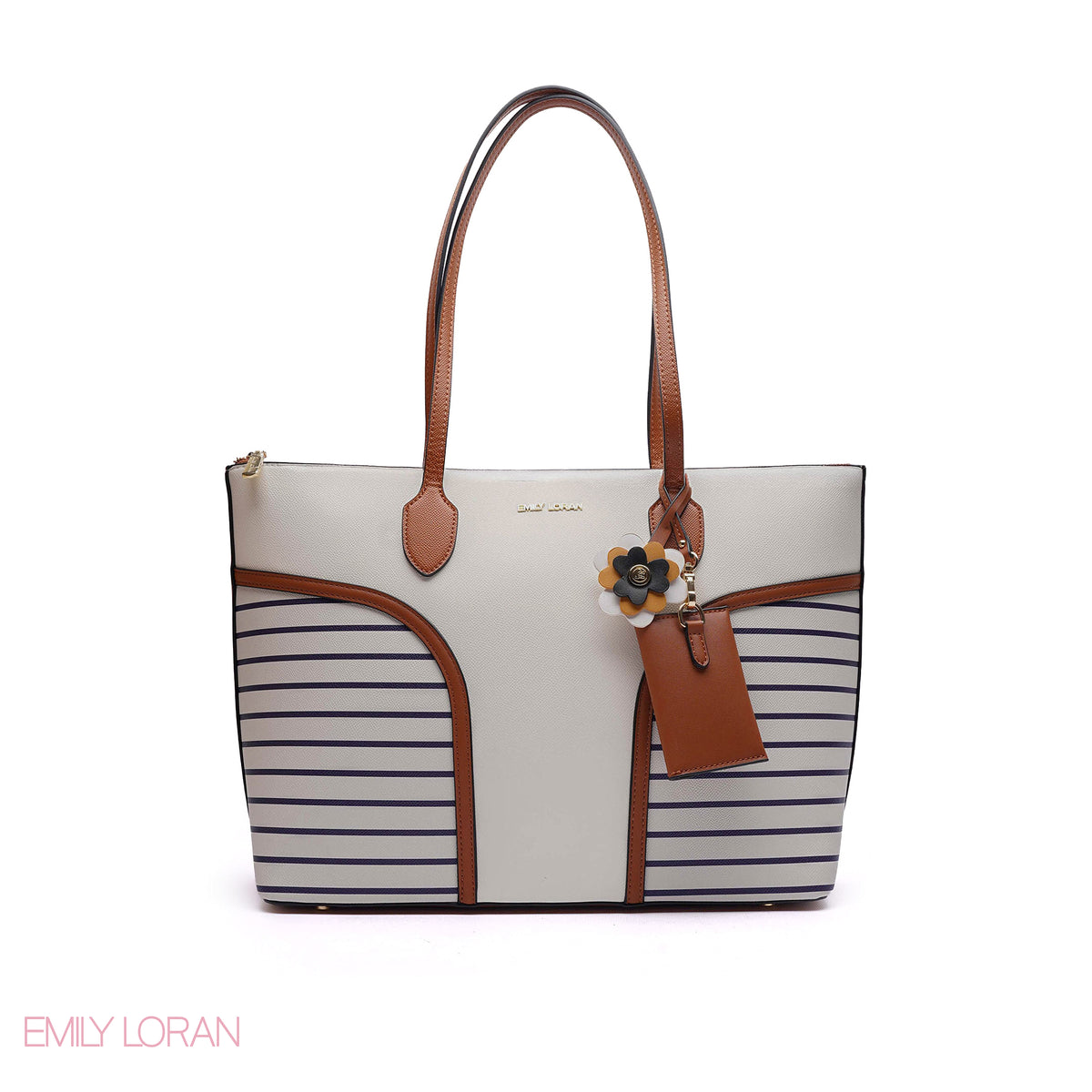STRIPPED SHOULDER-BAG WITH MINI POUCH - LARGE