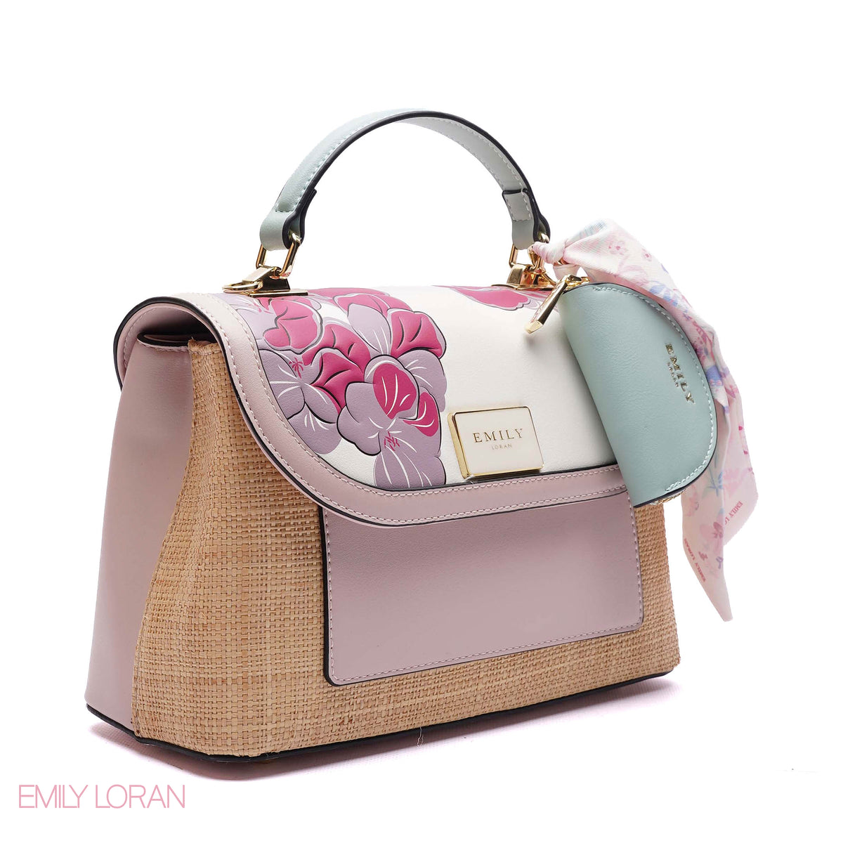 FLOWER FLIPPING HANDBAG WITH SMALL POUCH - MEDIUM