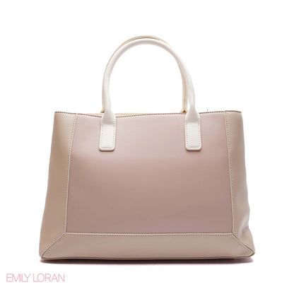 EMBOSSED FLORAL PANELLED SATCHEL BAG - LARGE
