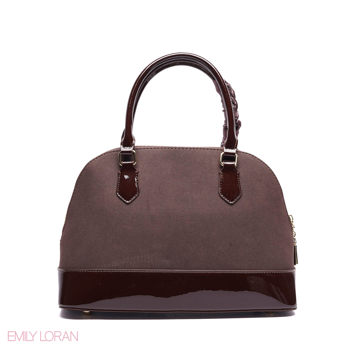 ROUNDED HANDBAG SHINE LEATHER WITH GOLD CHAIN AND SCARF - LARGE