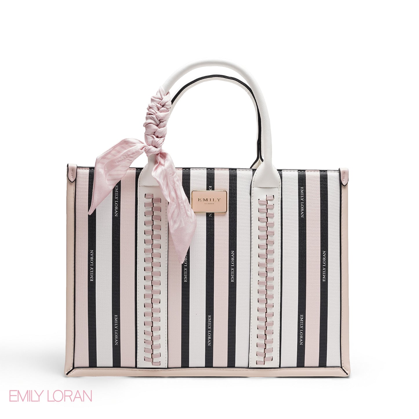PINK TOTE BAG WITH SCARF AND POCKET