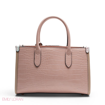 STRUCTURED TEXTURED PANEL TOP HANDLE TOTE BAG - SMALL