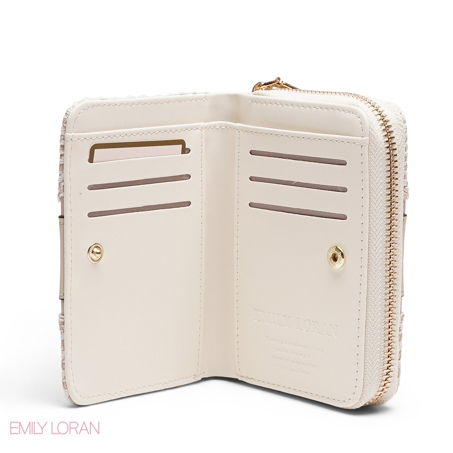 PINK TRIM EMBOSSED ZIP-AROUND WALLET