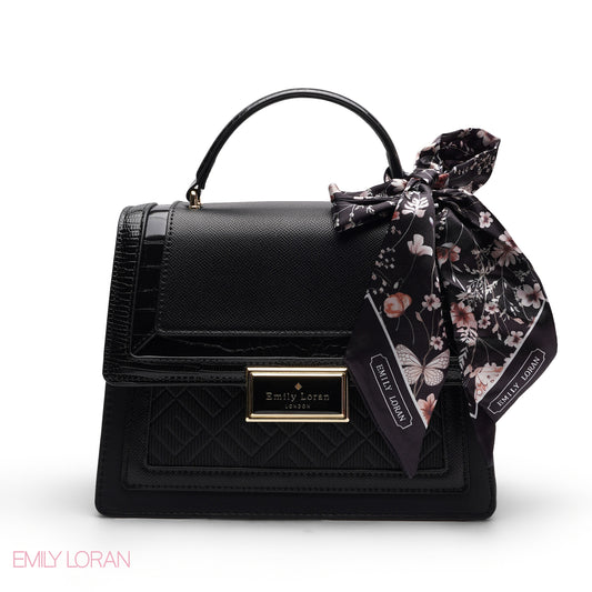 TEXTURED QUILTED SCARF TOP HANDLE BAG