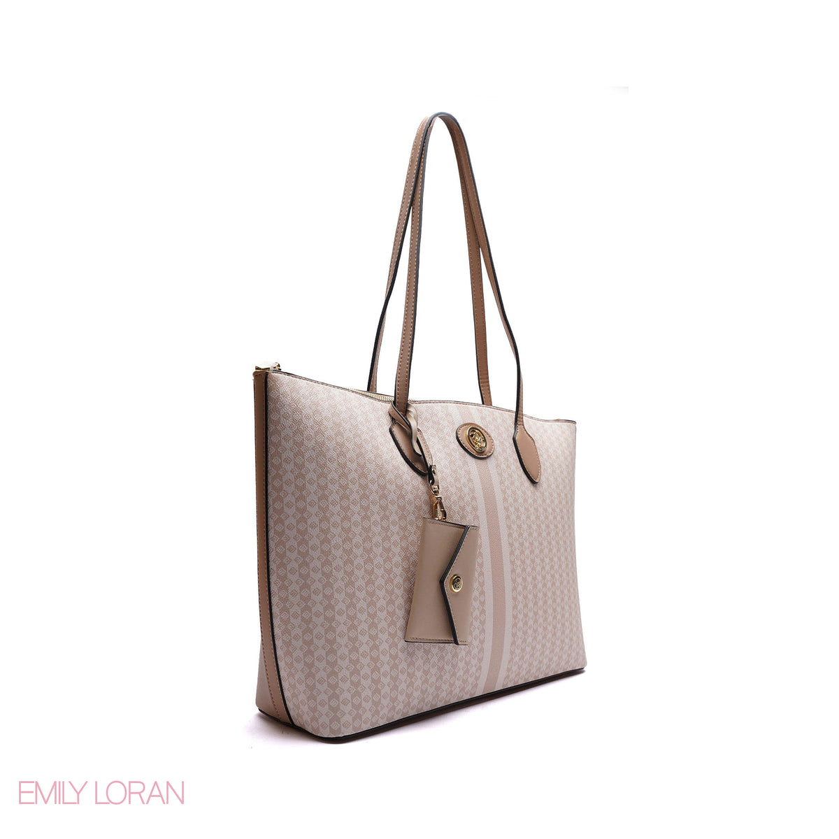 SHOULDER BAG WITH SIMPLE DESIGN LOGO AND SMALL POUCH - LARGE