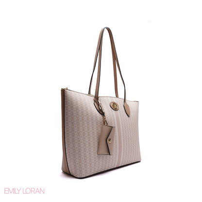 SHOULDER BAG WITH SIMPLE DESIGN LOGO AND SMALL POUCH - LARGE