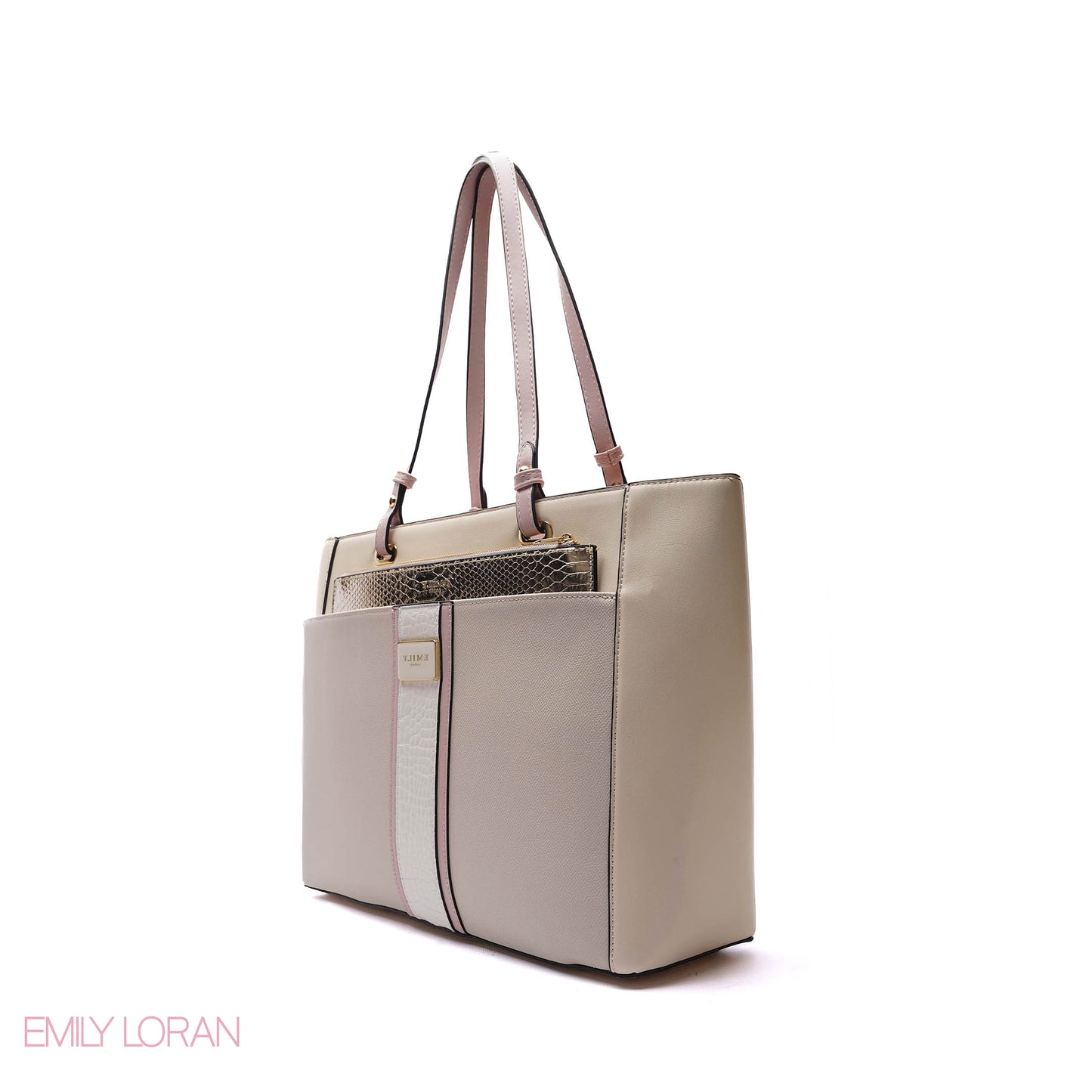 SHOULDER BAG WITH GOLDISH POUCH AND SIMPLE LOGO - LARGE