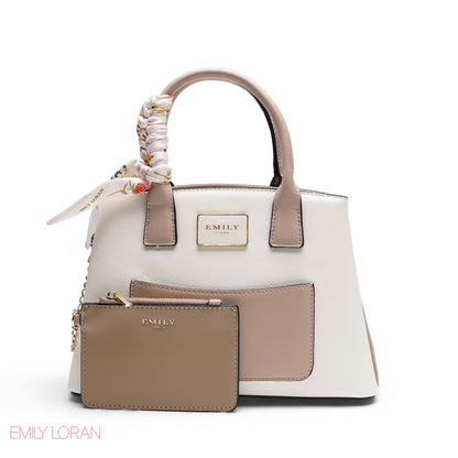 CHIC SATCHEL WITH POUCH AND SIGNATURE SCARF BAG