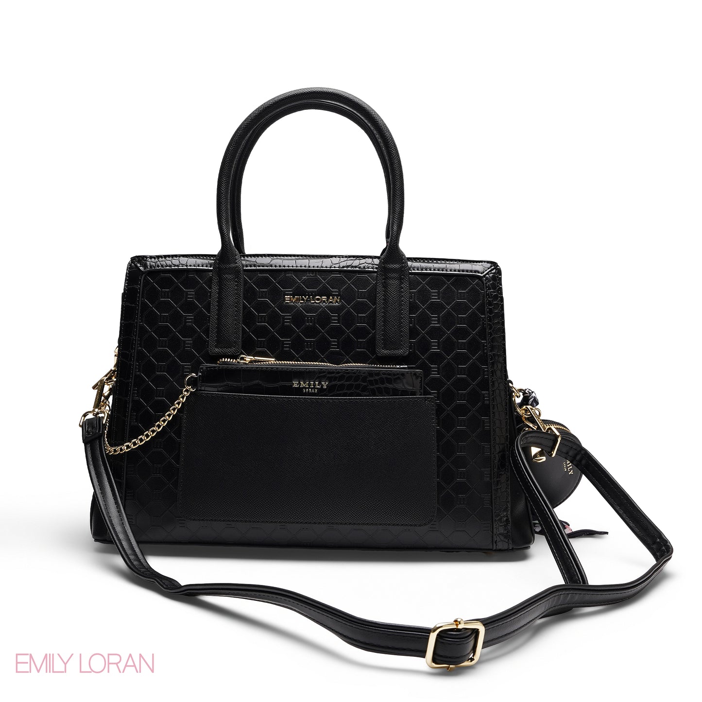ELEGANT EMBOSSED TOTE WITH POUCH AND SCARF BAG