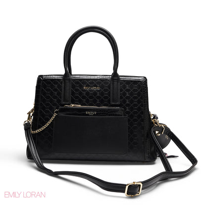 ELEGANT EMBOSSED TOTE WITH POUCH AND SCARF BAG