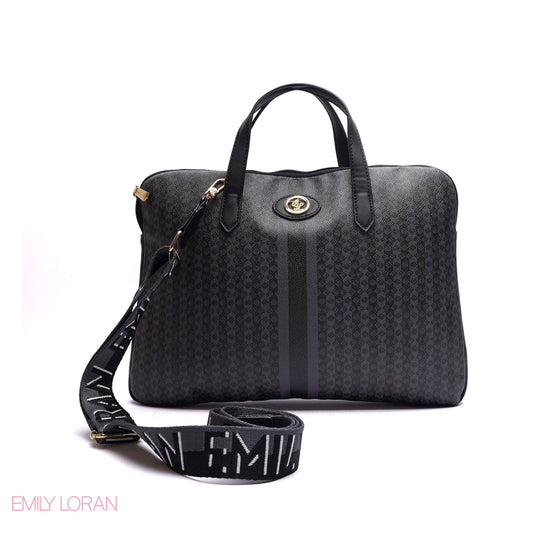 MONOGRAM LAPTOP BAG WITH LOGO WEBBING STRAP