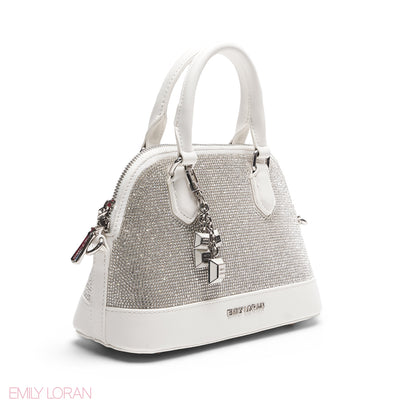 WHITE GLITTER DOME BAG