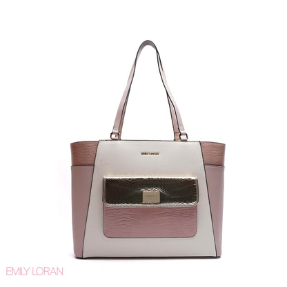 SHOULDER-BAG WITH FRONT GOLD POCKET AND PLANE LEATHER - LARGE
