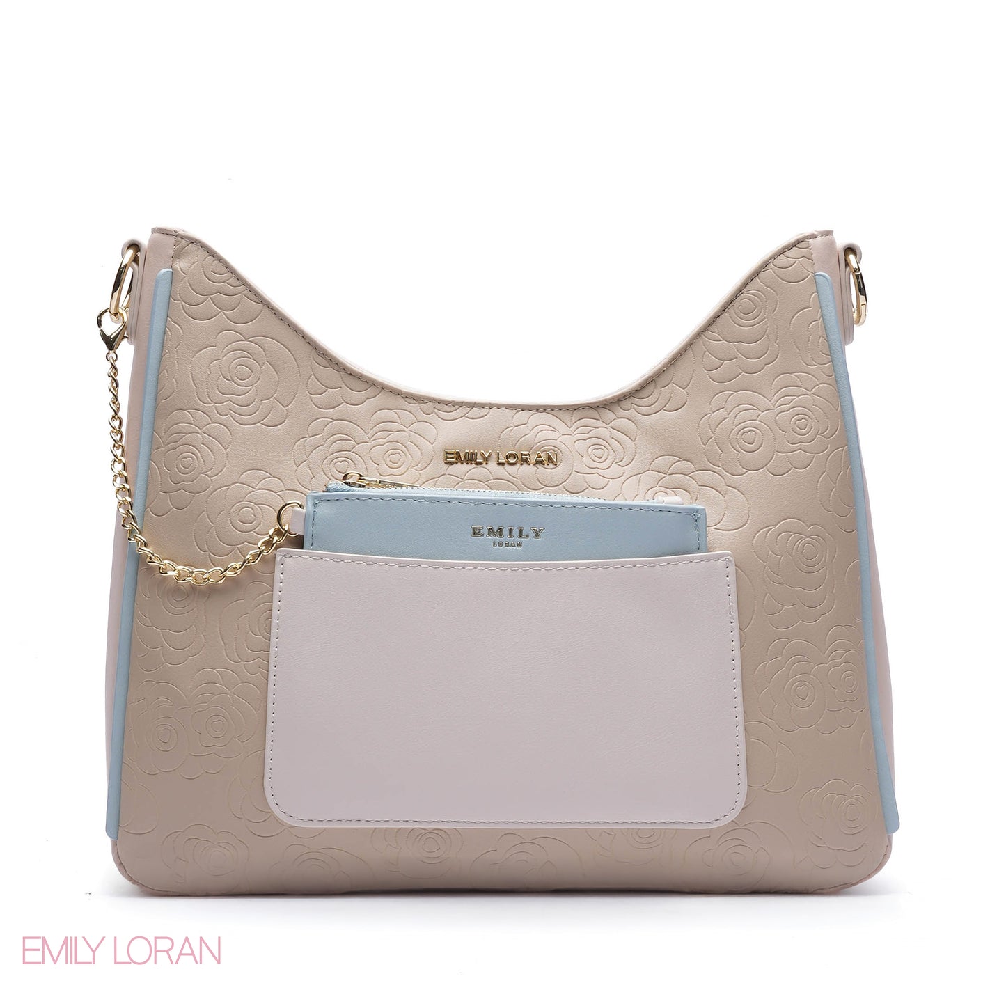 EMBOSSED ROSE SHOULDER BAG SET