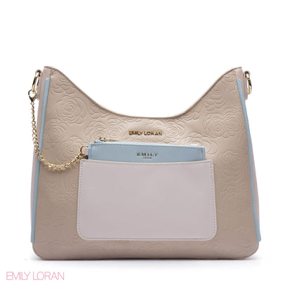 EMBOSSED ROSE SHOULDER BAG SET