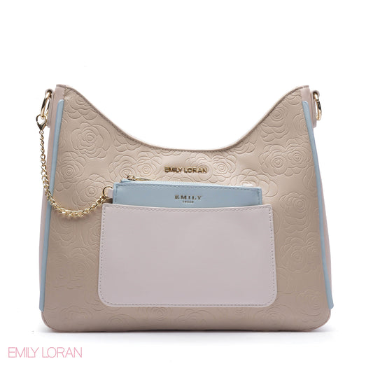 EMBOSSED ROSE SHOULDER BAG SET